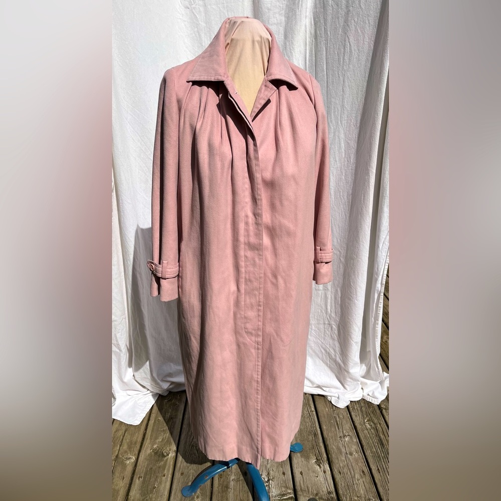 Pink Pastel Trench Coat in Microfibre faux suede lightweight, size Medium